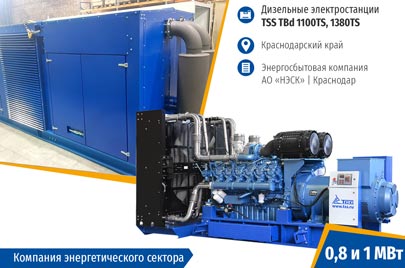 ДЭС Baudouin 800 кВт и 1000 кВт для энергосбытовой компании в Краснодарском крае