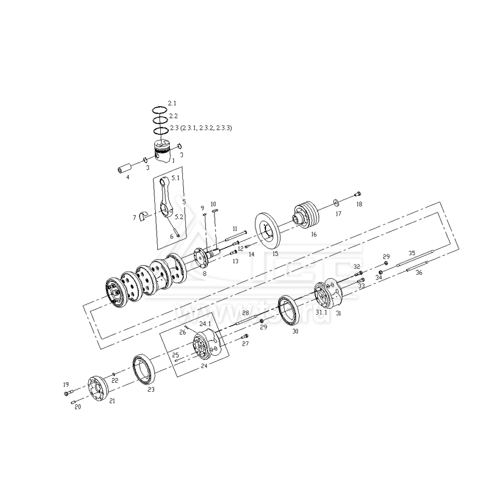 Поршни, шатуны и коленчатый вал TSS Diesel TDS555-12VTE