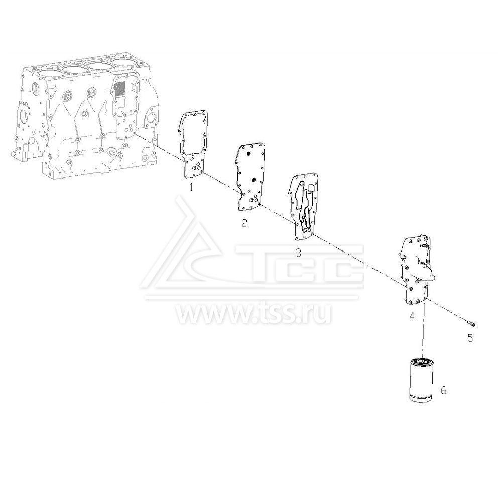 Масляный теплообменник TSS Diesel TDS62-4LTE