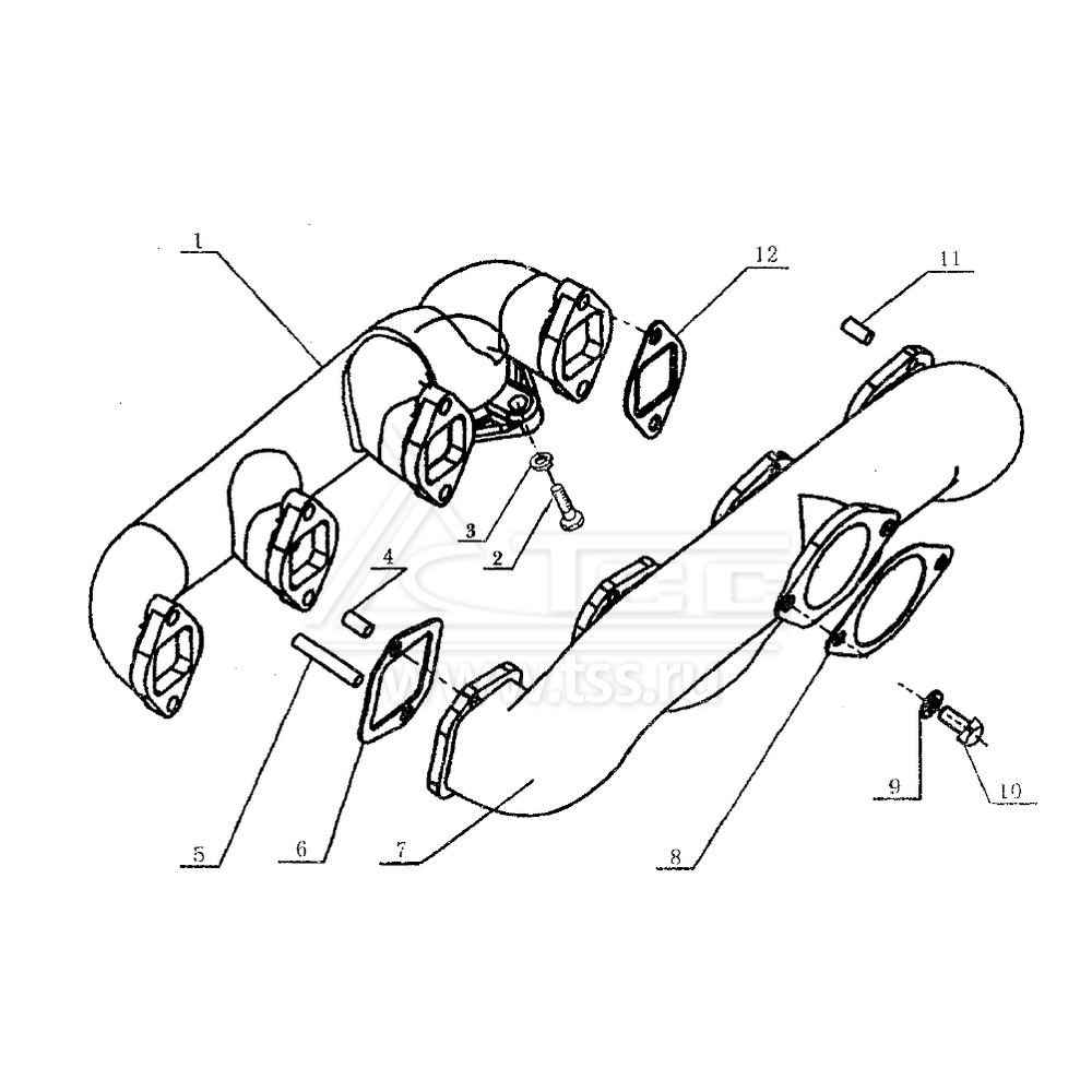 Впускной и выпускной коллекторы TSS Diesel TDY 25 4L; TDY 30 4L