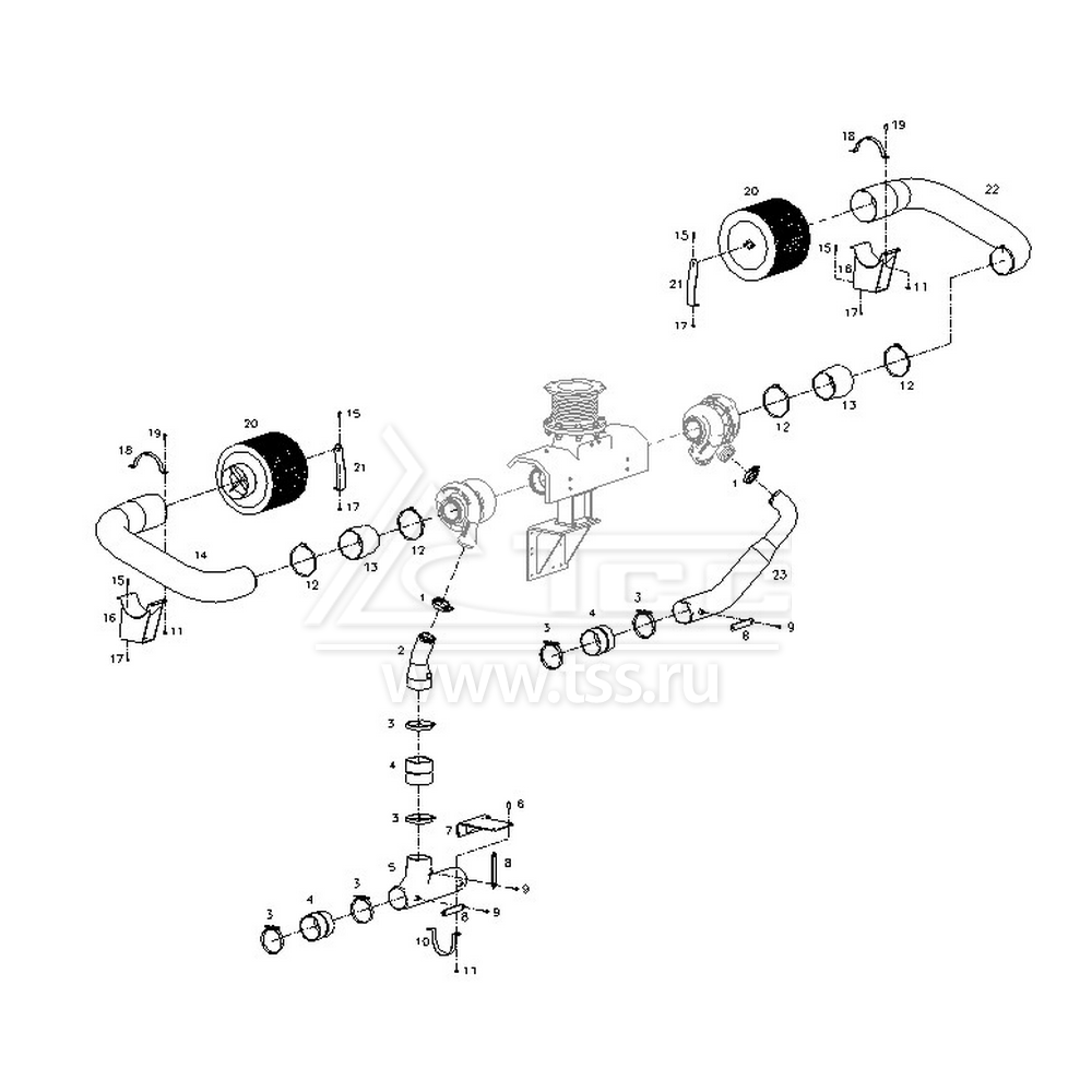 Воздушные фильтры и подача воздуха в интеркулер TSS Diesel TDS782-6TE