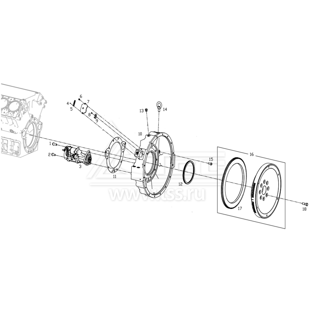 Маховик и стартер TSS Diesel TDS505-12VTE