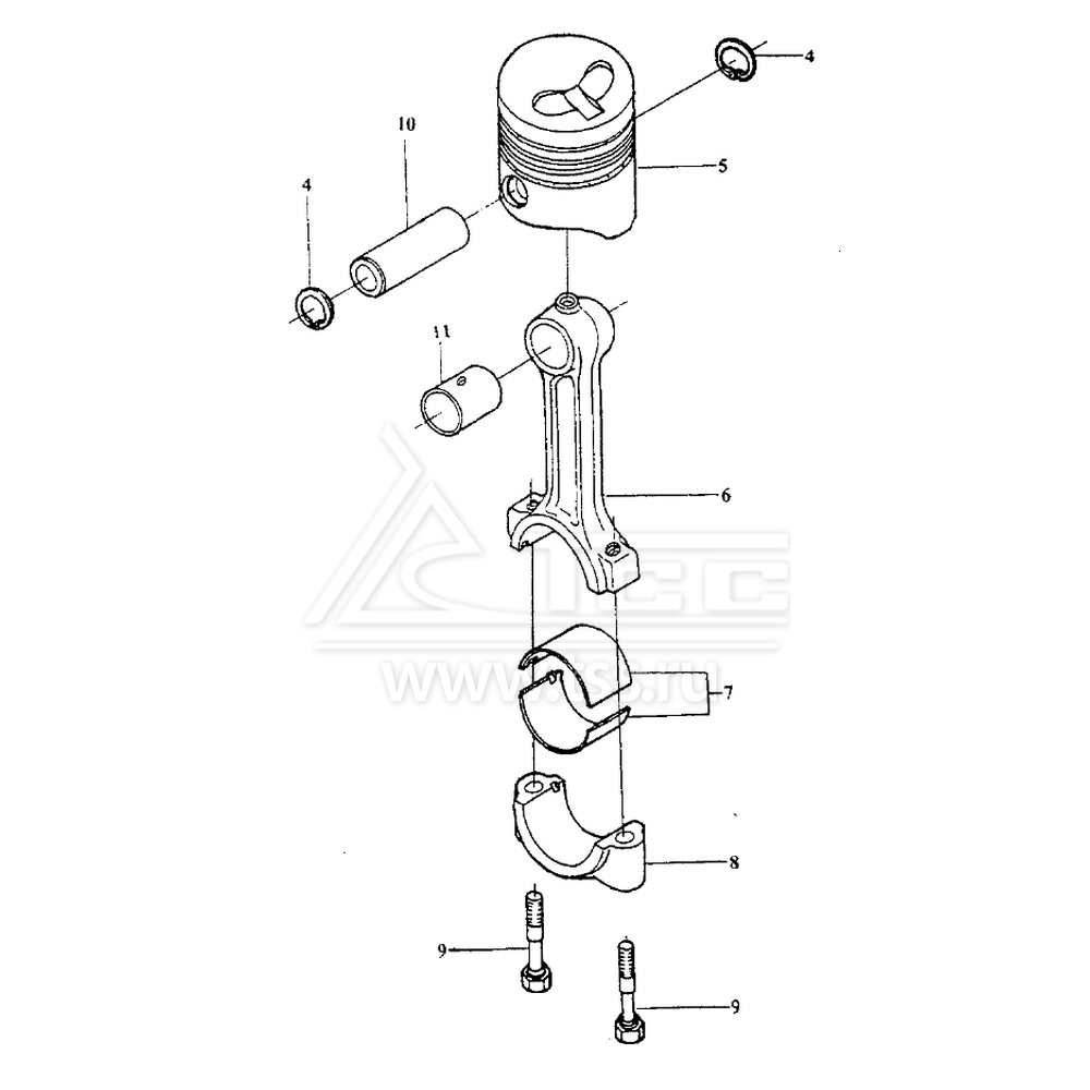 Поршень и шатун TSS Diesel TDY 15 4L