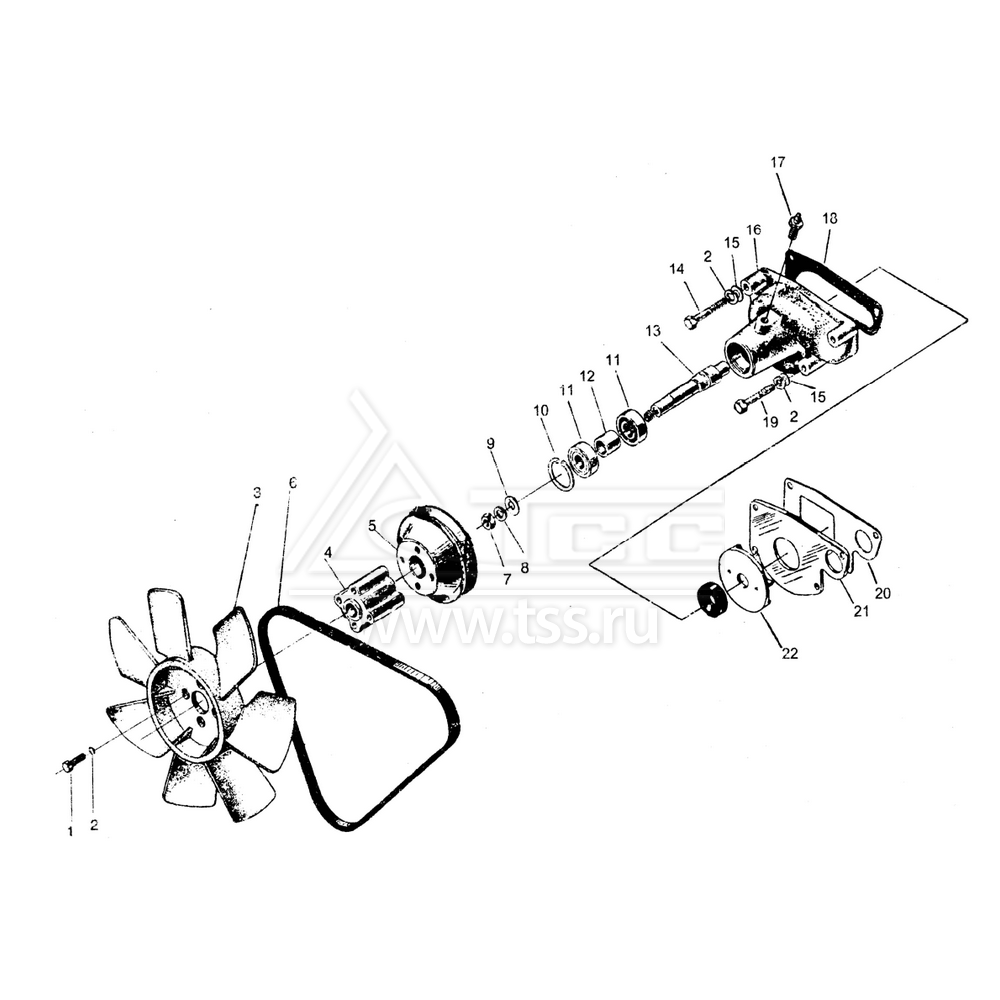Водяной насос и вентилятор TSS Diesel TDY 19 4L