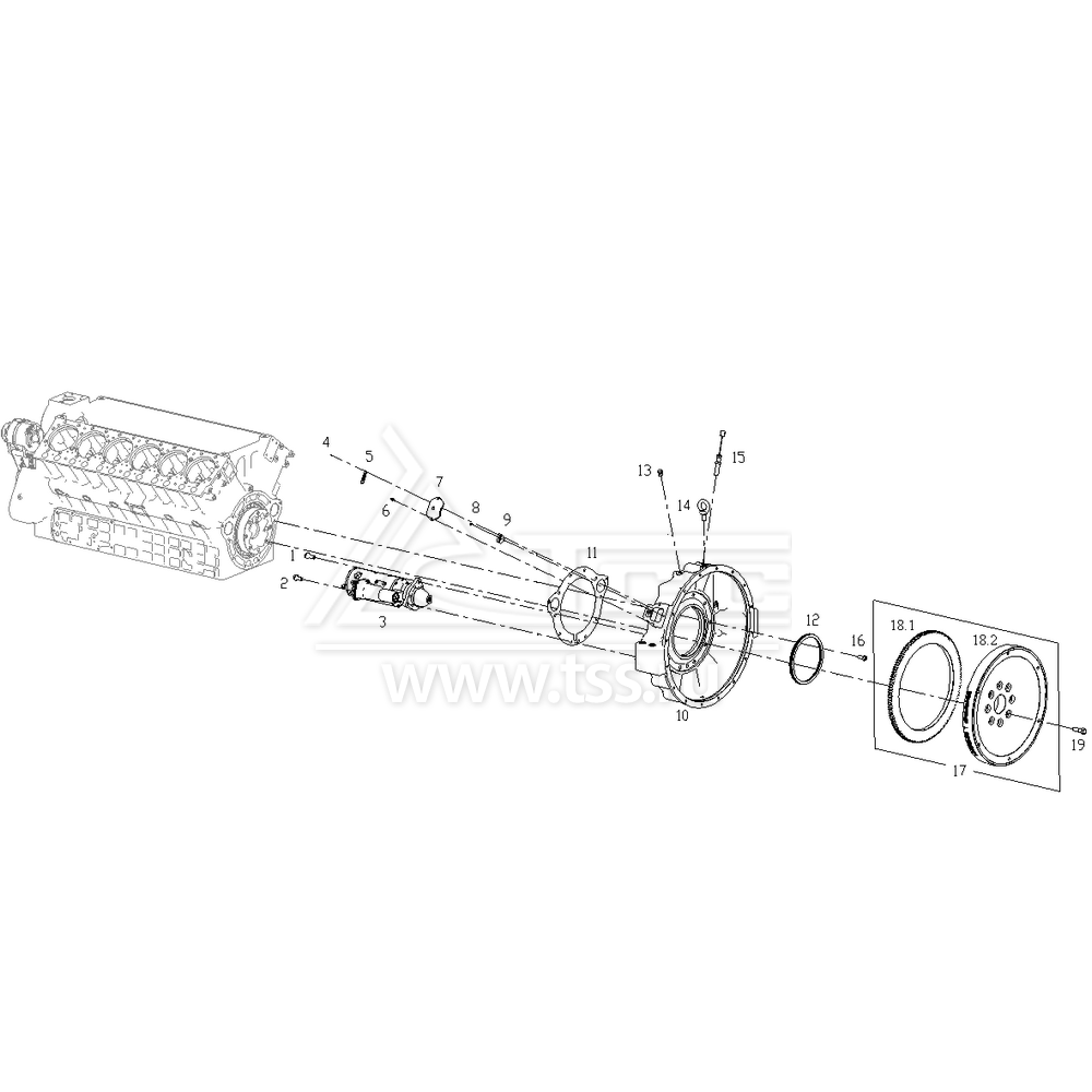 Маховик и стартер TSS Diesel TDS555-12VTE