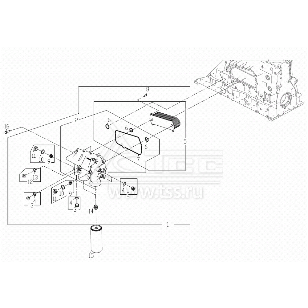 Масляный теплообменник и маслофильтр TSS Diesel TDS307-6LTЕ