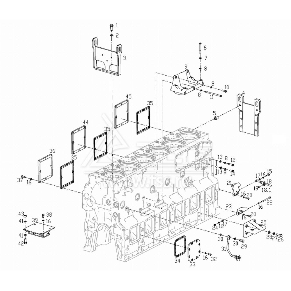 Боковые крышки блока цилиндров и опоры двигателя TSS Diesel TDS660-6LTE