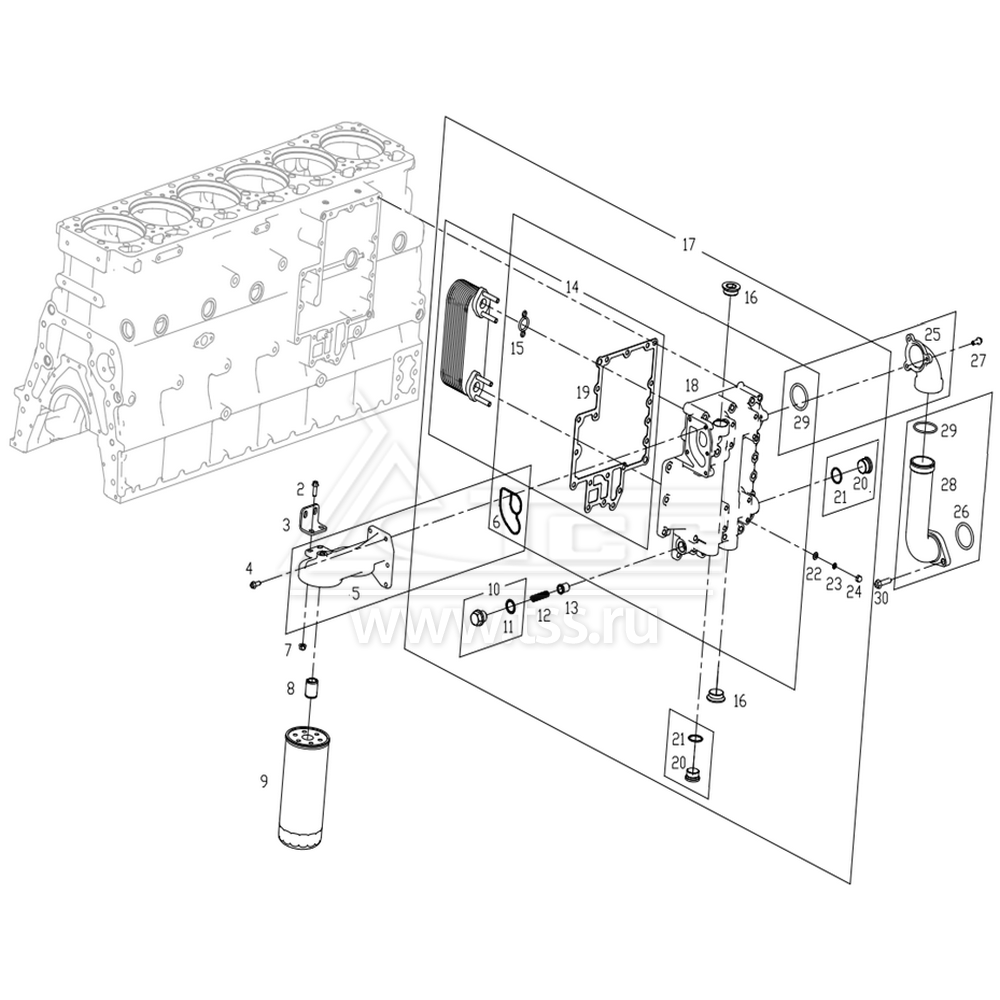 Масляный теплообменник TSS Diesel TDS281-6LTE