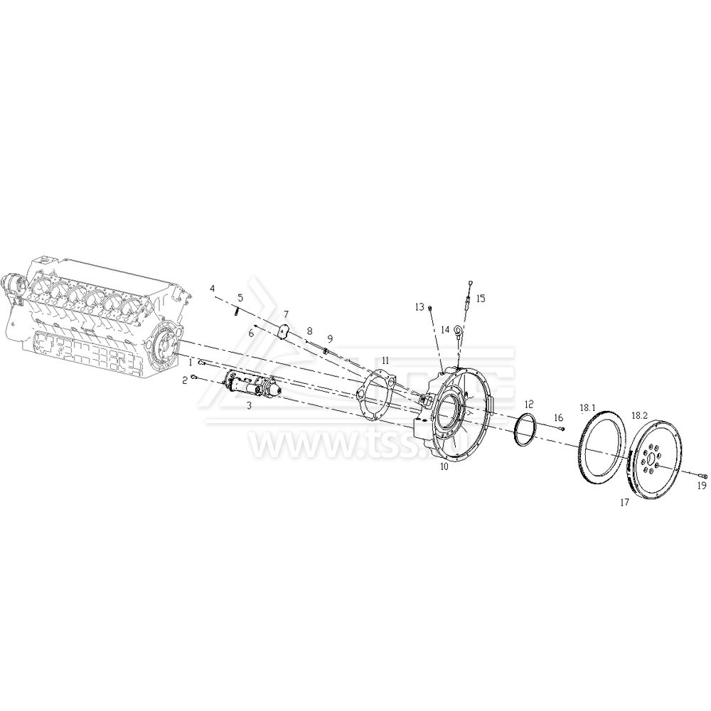 Маховик и стартер TSS Diesel TDS405-12VTE