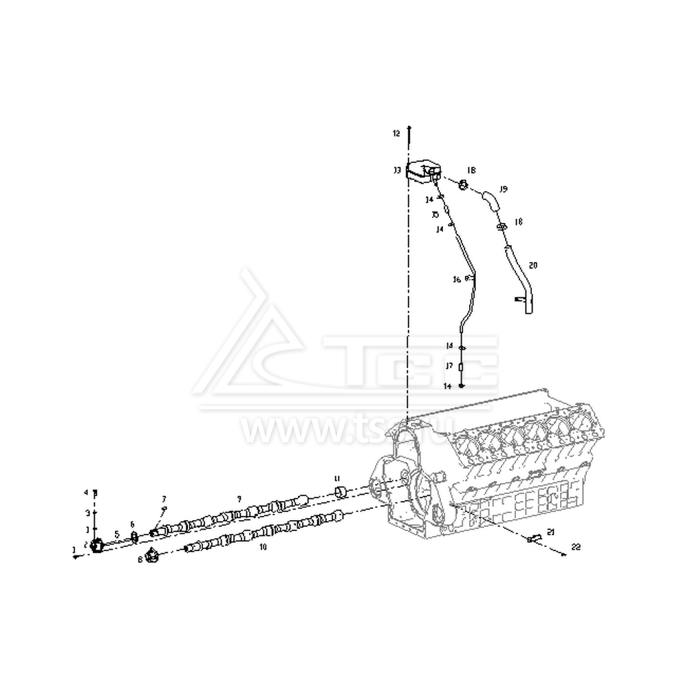 Распределительные валы и система вентиляции картера TSS Diesel TDS555-12VTE