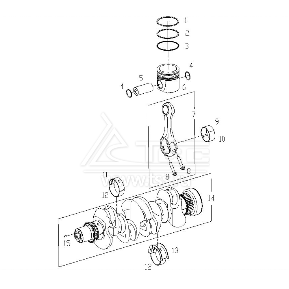 Поршни, шатуны и коленчатый вал TSS Diesel TDS155-6LTE
