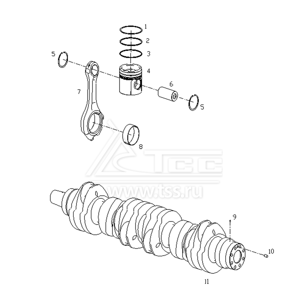 Поршни, шатуны и коленчатый вал TSS Diesel TDS782-6TE