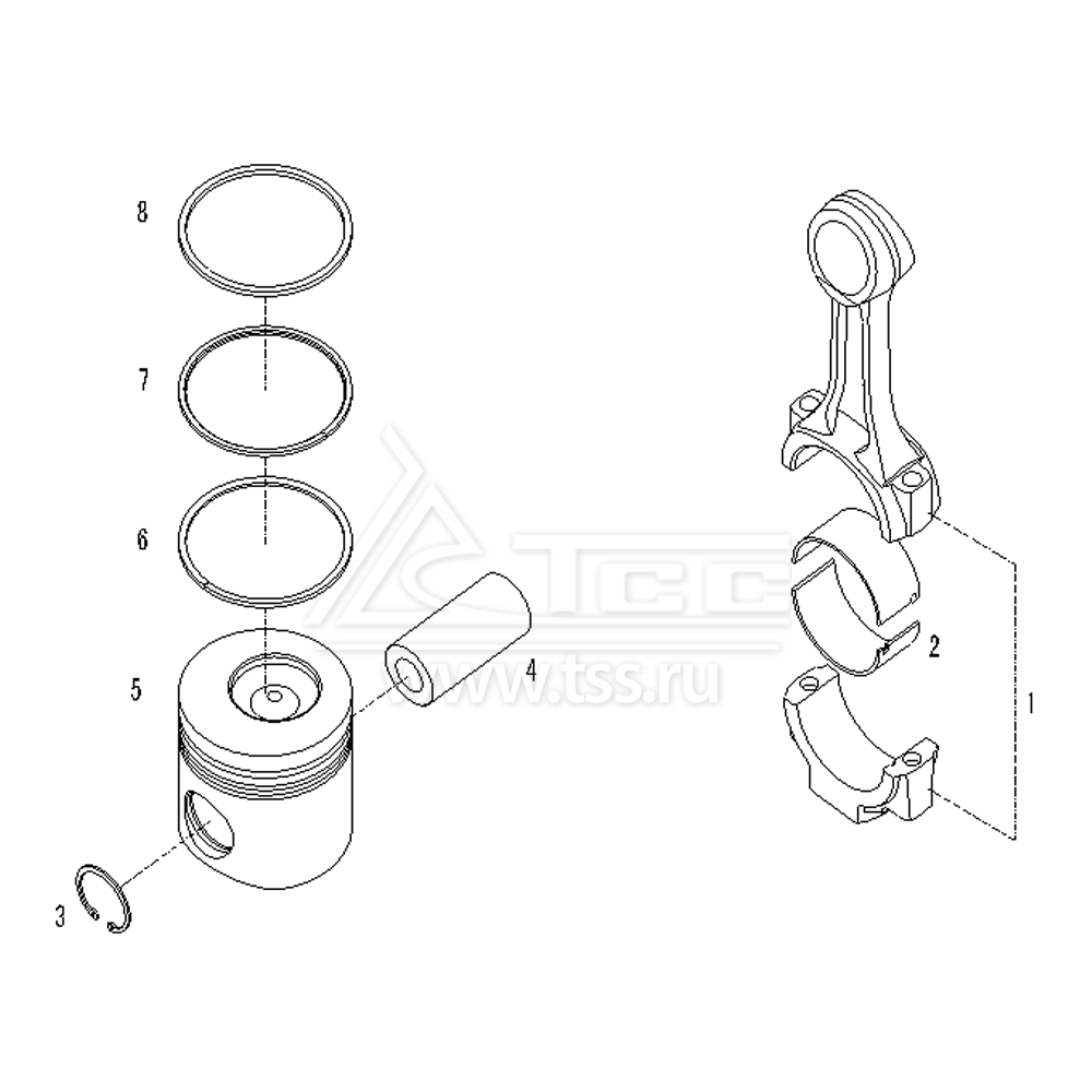 Поршни и шатуны TSS Diesel TDS185-6LTЕ