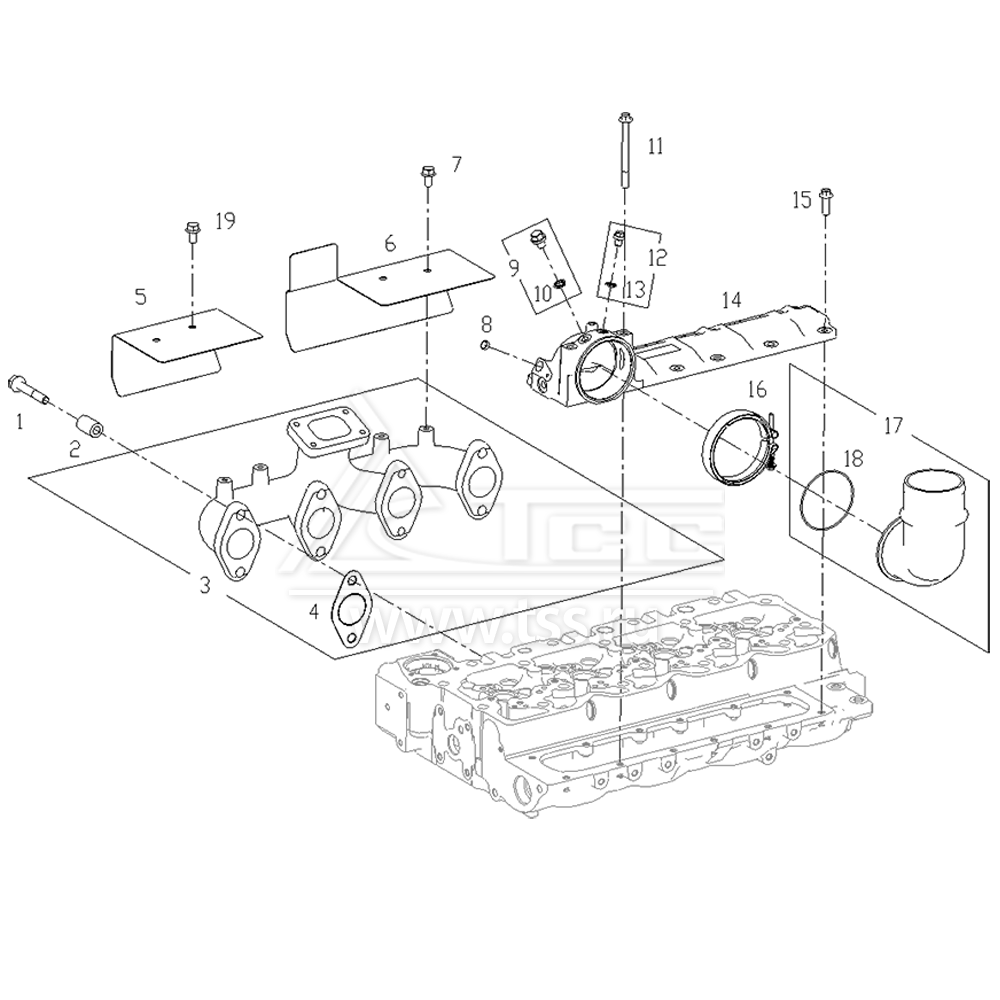 Впускной и выпускной коллекторы TSS Diesel TDS105-4LTE