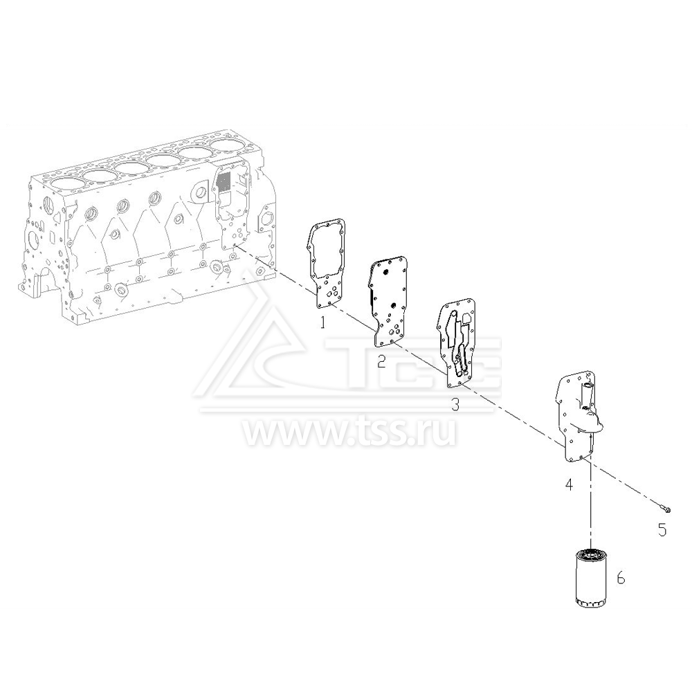 Масляный теплообменник TSS Diesel TDS168-6LTE