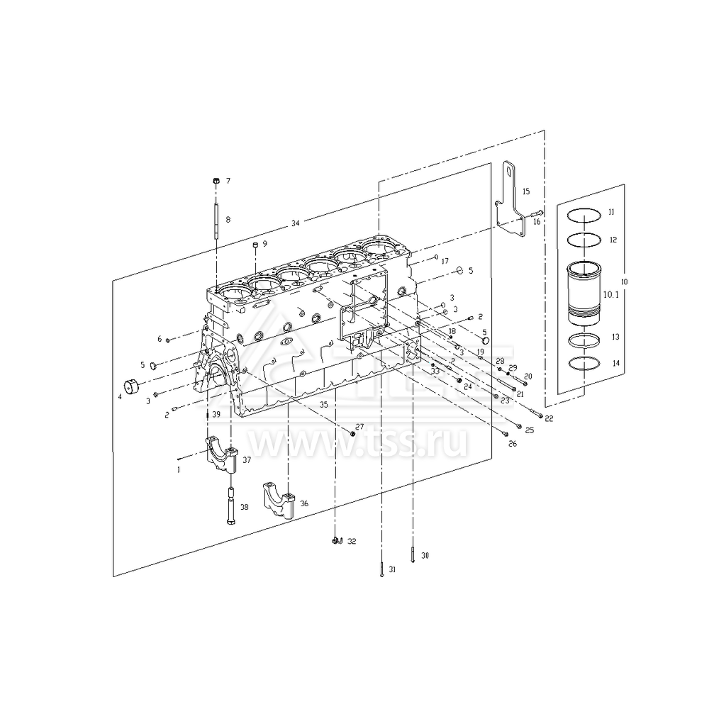 Блок цилиндров SDEC SC15G500D2 (TSS Diesel TDS330-6LTE)