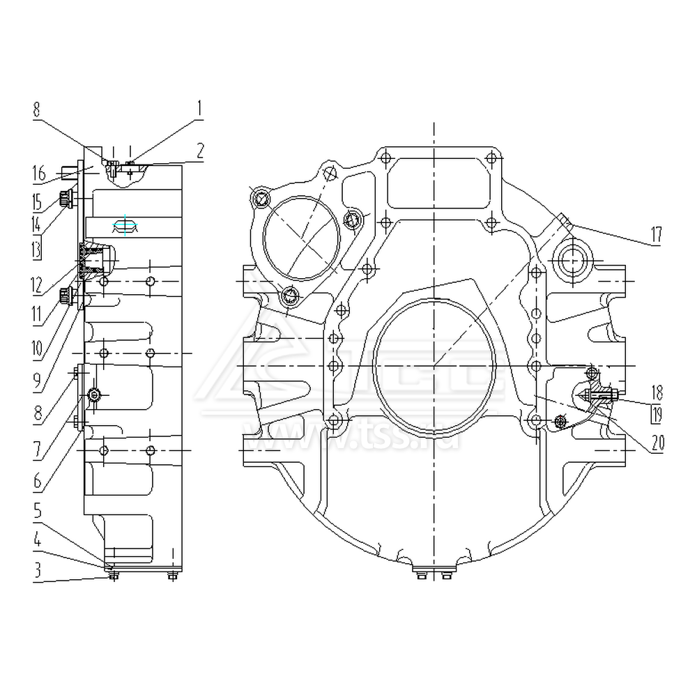 Картер маховика TSS Diesel TDS228-6LTЕ