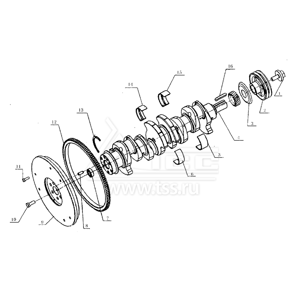 Коленчатый вал и маховик TSS Diesel TDY 25 4L; TDY 30 4L