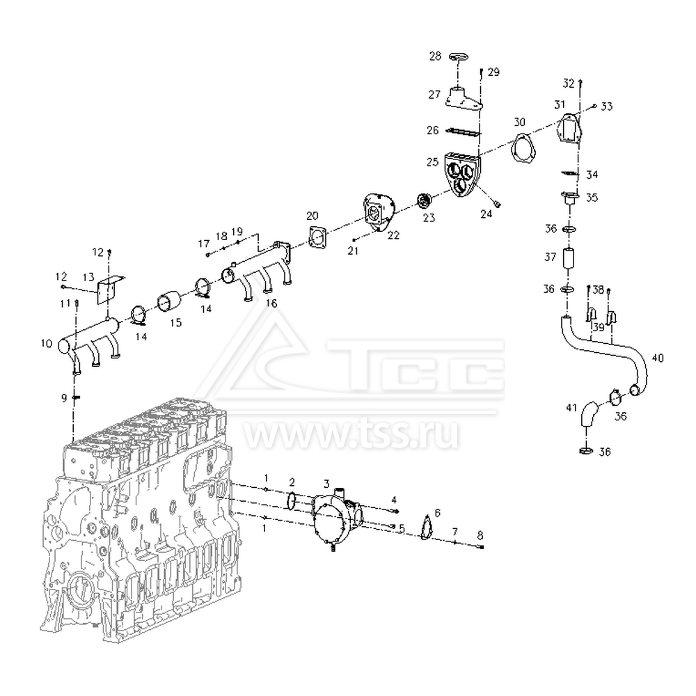 Водяной насос и водяной коллектор TSS Diesel TDS782-6TE