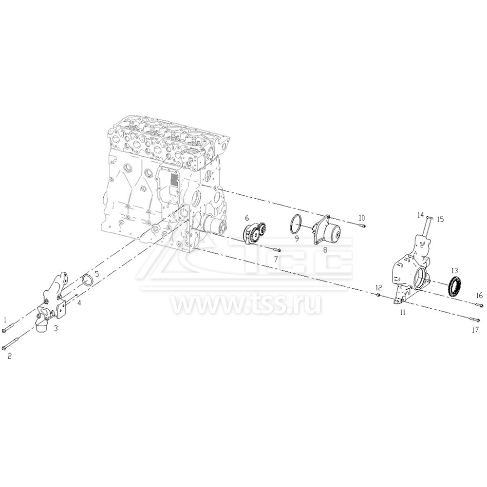 Маслонасос и водяной насос TSS Diesel TDS105-4LTE