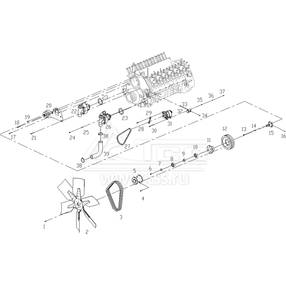 Ременные приводы и водяные насосы TSS Diesel TDS555-12VTE