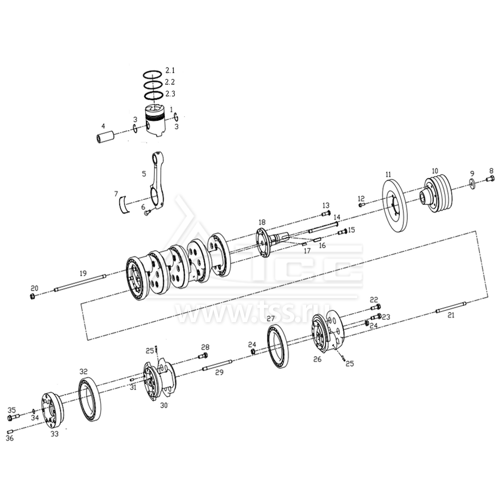 Поршни, шатуны и коленчатый вал TSS Diesel TDS505-12VTE