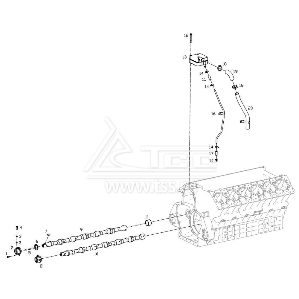 Распределительные валы и система вентиляции картера TSS Diesel TDS505-12VTE
