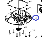 Крышка картера KV180A/Crankcase cover power KV180A, №46 (1201000350)