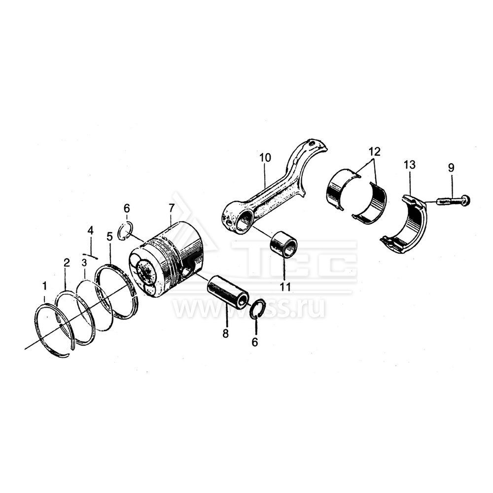 Поршень и шатун TSS Diesel TDY 19 4L