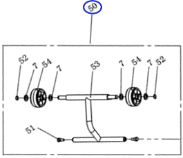 Транспортировочная ось в сборе TSS-WP100TH&L/Tholley wheel assy (Optional), №50 (CNP15050)