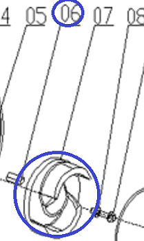 Крыльчатка помпы TSS-PDST80E/Impeller assembly TSS-PDST80E, №07 (70010-04285-00)