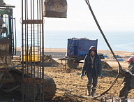 Строительная площадка Сахалинской ГРЭС-2 - монтаж свай